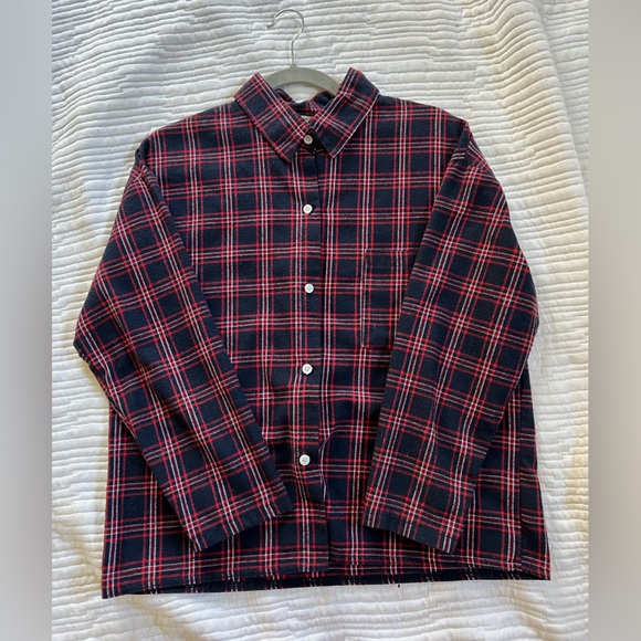 OAK + FORT plaid button down - Picture 2 of 9